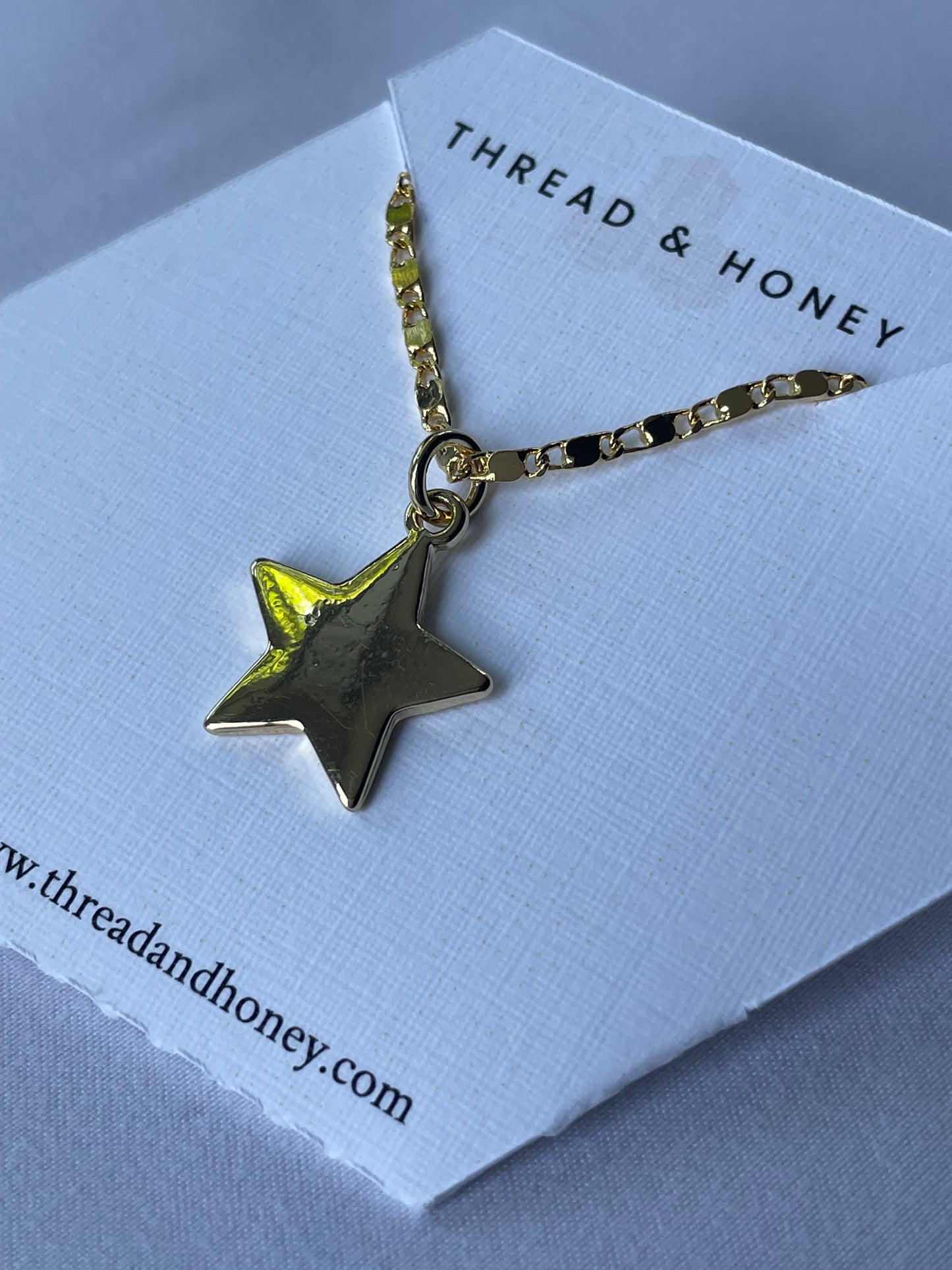 Star Necklace w/ 17" 24K Plated Box Chain