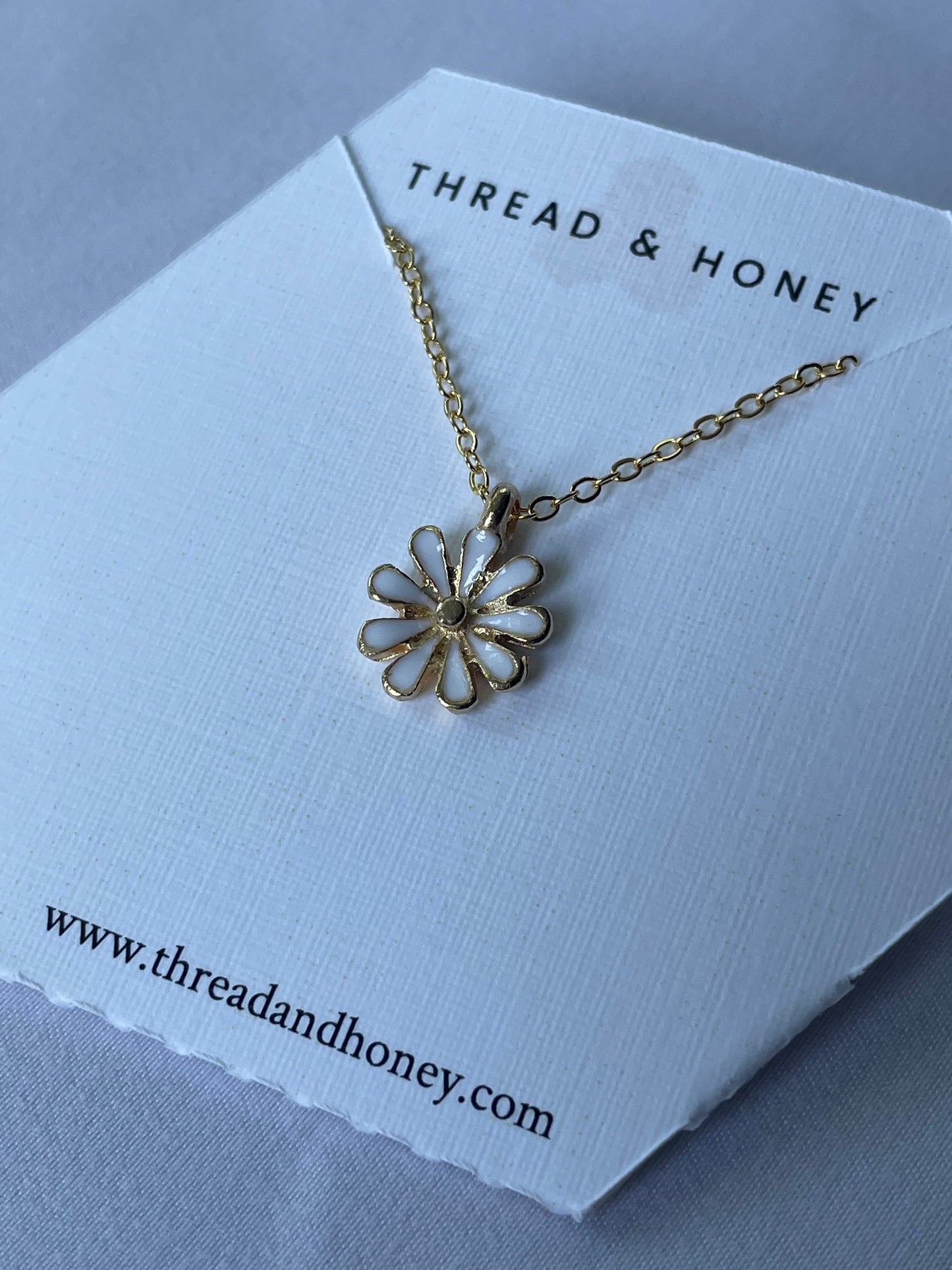 Daisy Necklace w/ 18" 16K Plated Dainty Chain