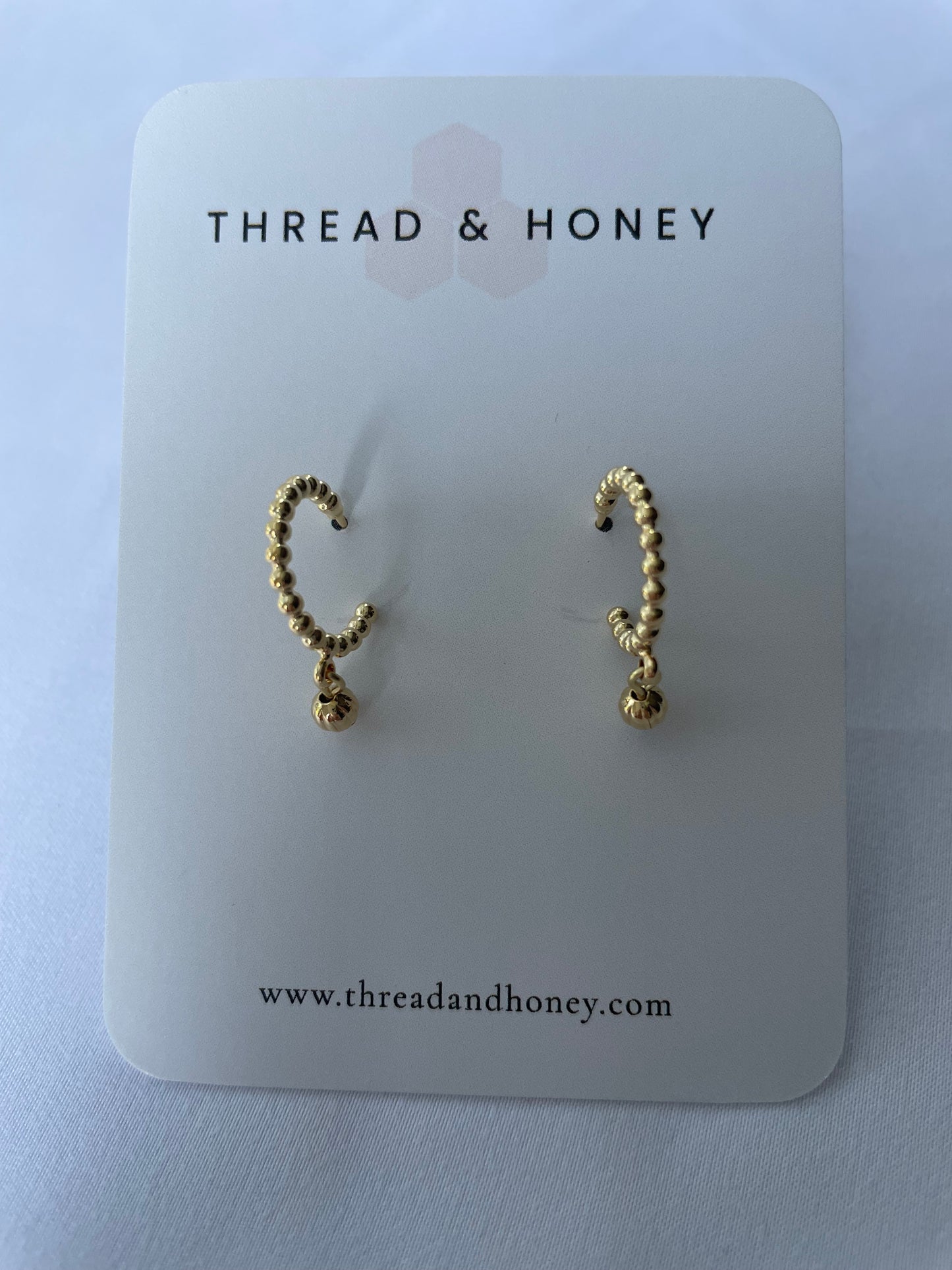 Gold Dangle Beaded Hoop Earrings