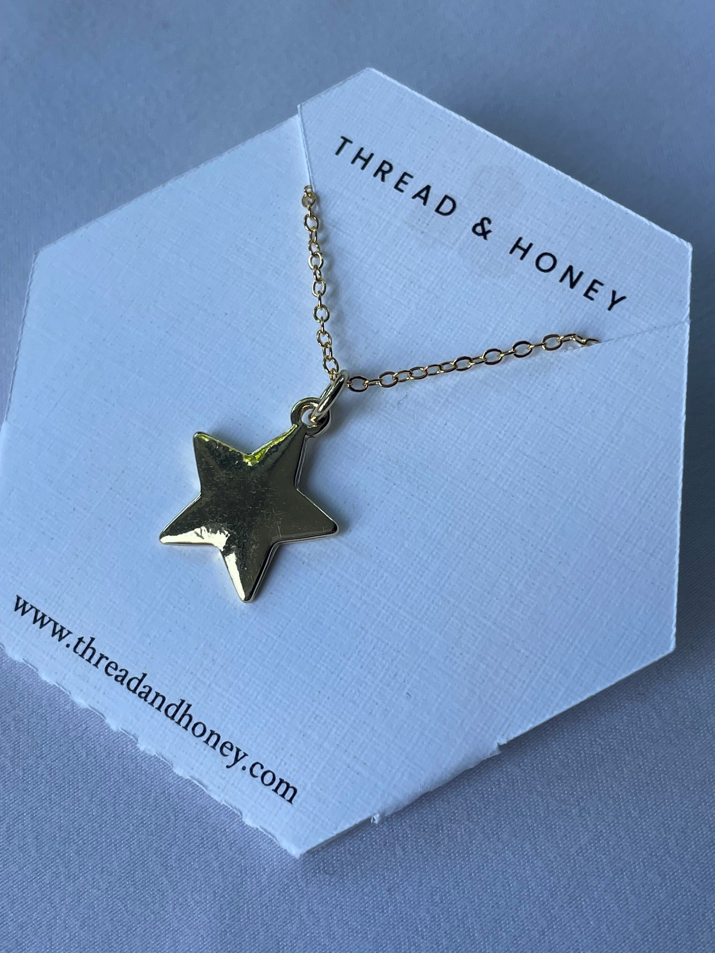 Star Necklace w/ 18" 16K Plated Dainty Chain