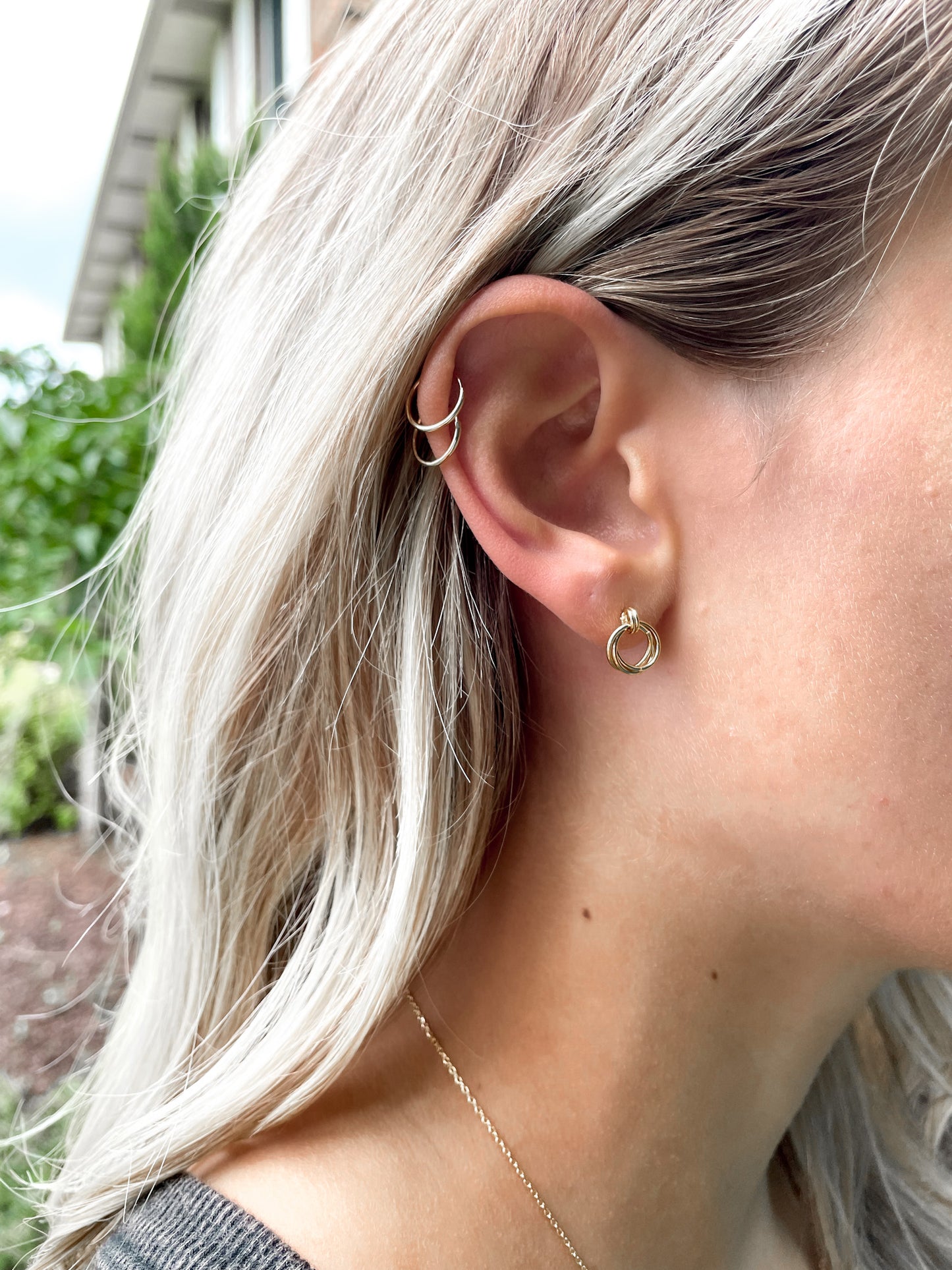 Mini Hoop Knot Stud Earrings