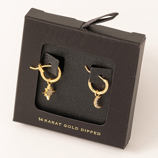 Moon and Star Dangle Earrings