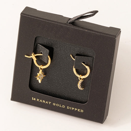 Moon and Star Dangle Earrings