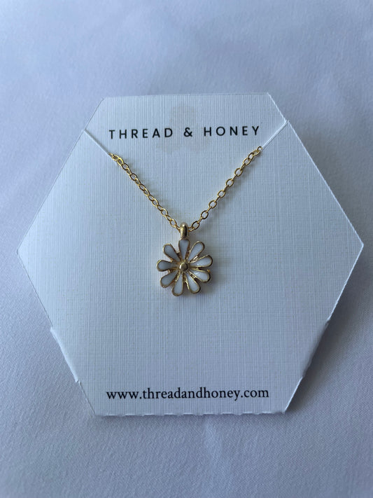 Daisy Necklace w/ 18" 16K Plated Dainty Chain