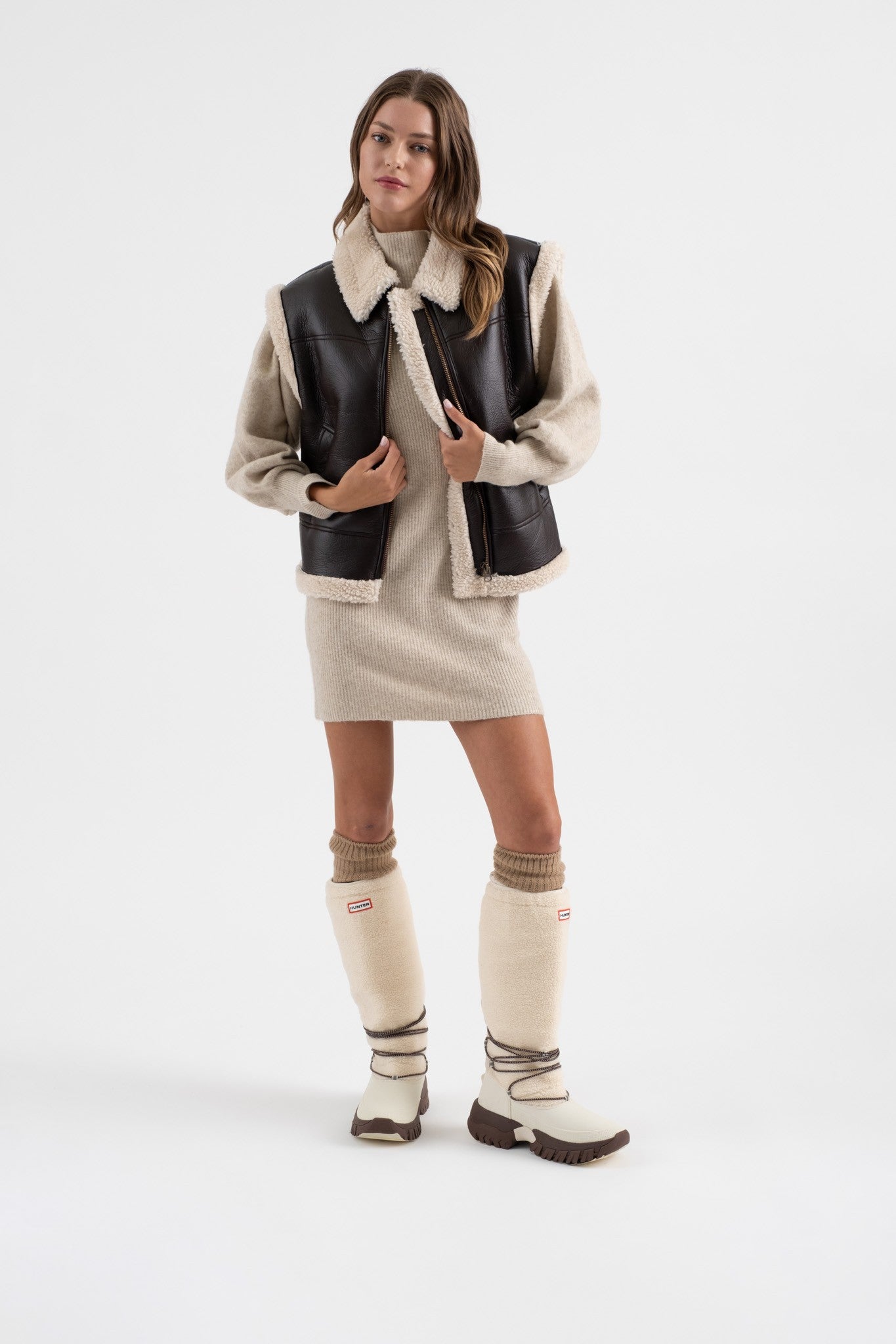 Faux Leather Shearling Vest