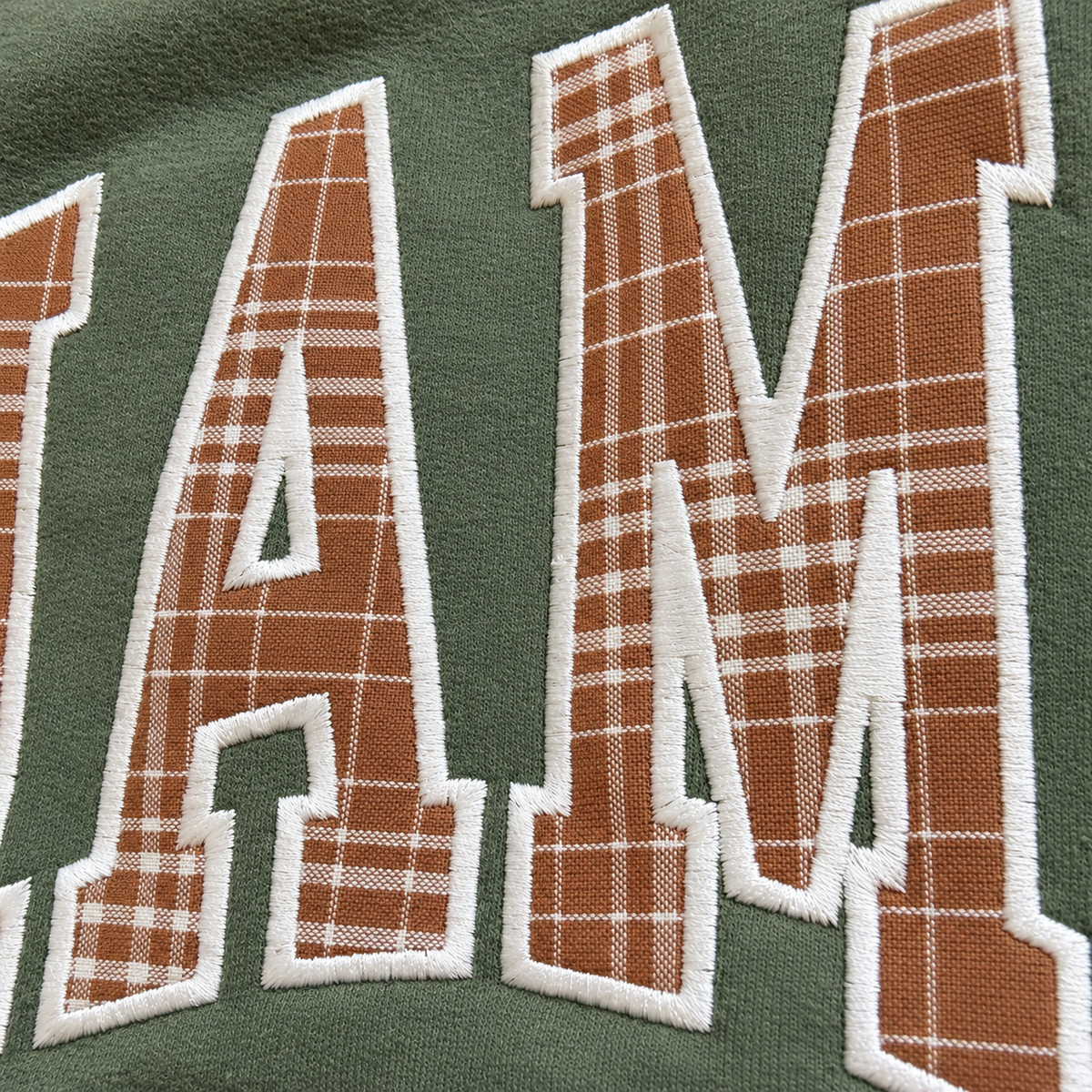 MAMA | Green Plaid Appliqué Crewneck