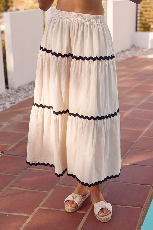 Contrast Tiered Maxi Skirt
