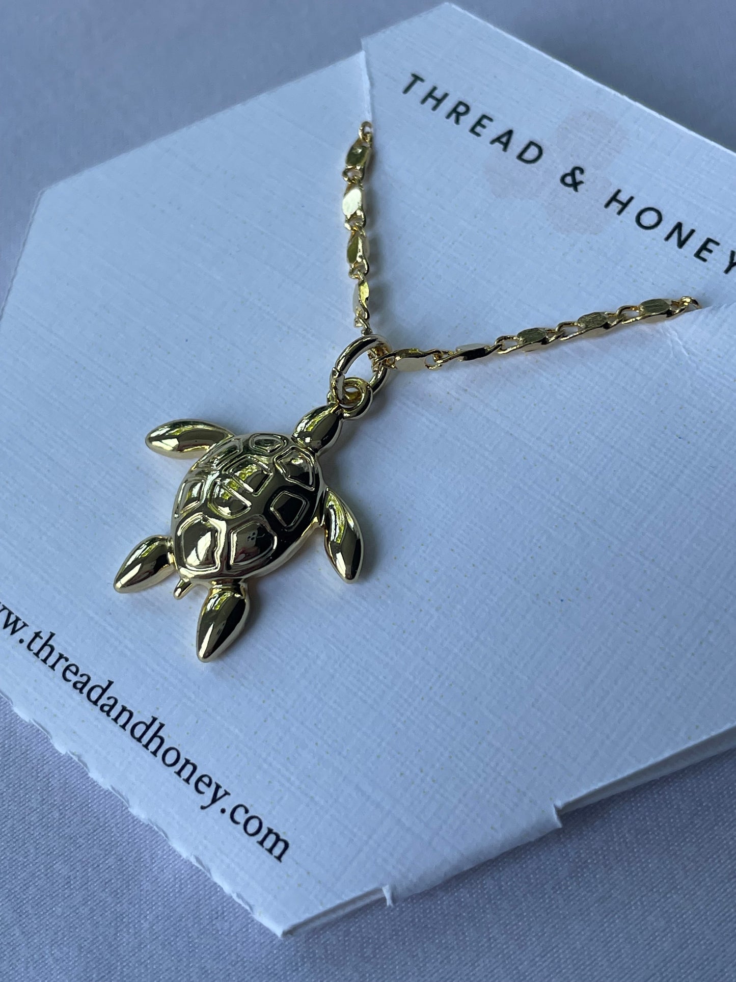 Sea Turtle Necklace w/ 17" 24K Plated Box Chain