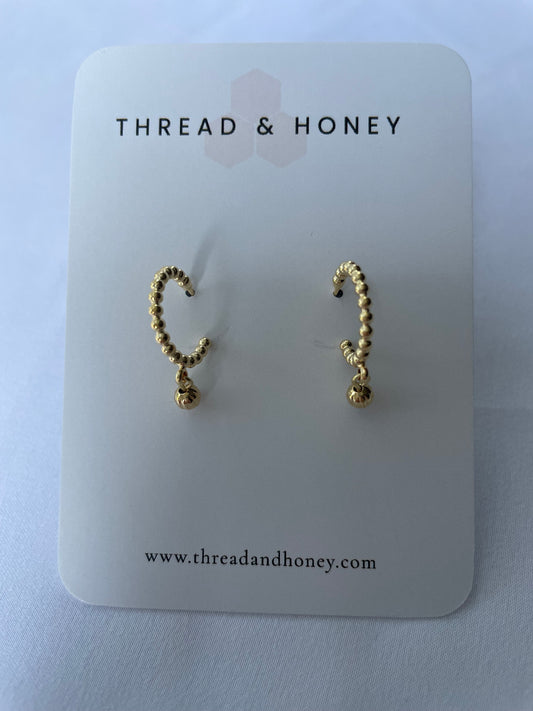 Gold Dangle Beaded Hoop Earrings