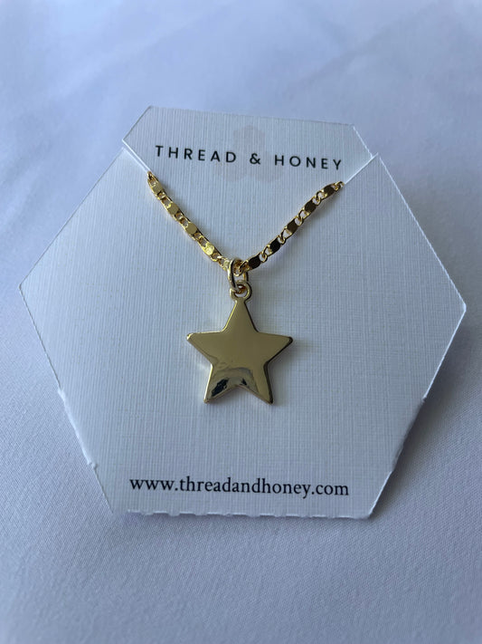 Star Necklace w/ 17" 24K Plated Box Chain
