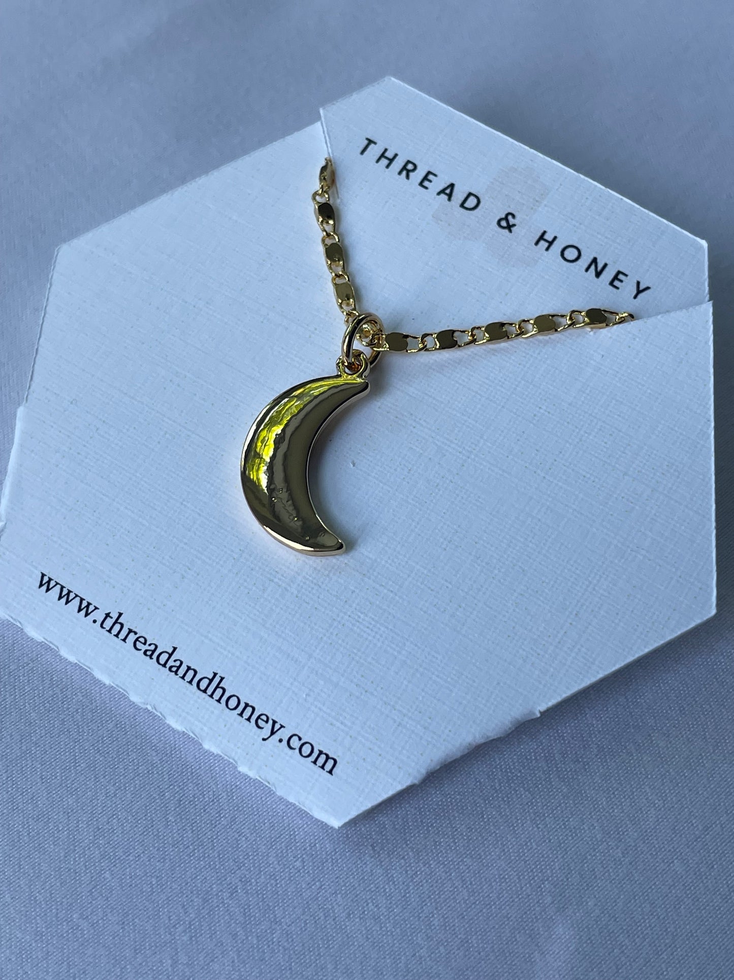 Moon Necklace w/ 17" 24K Plated Box Chain 25.79