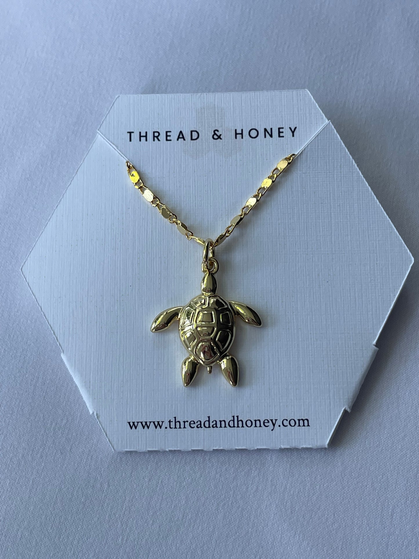 Sea Turtle Necklace w/ 17" 24K Plated Box Chain