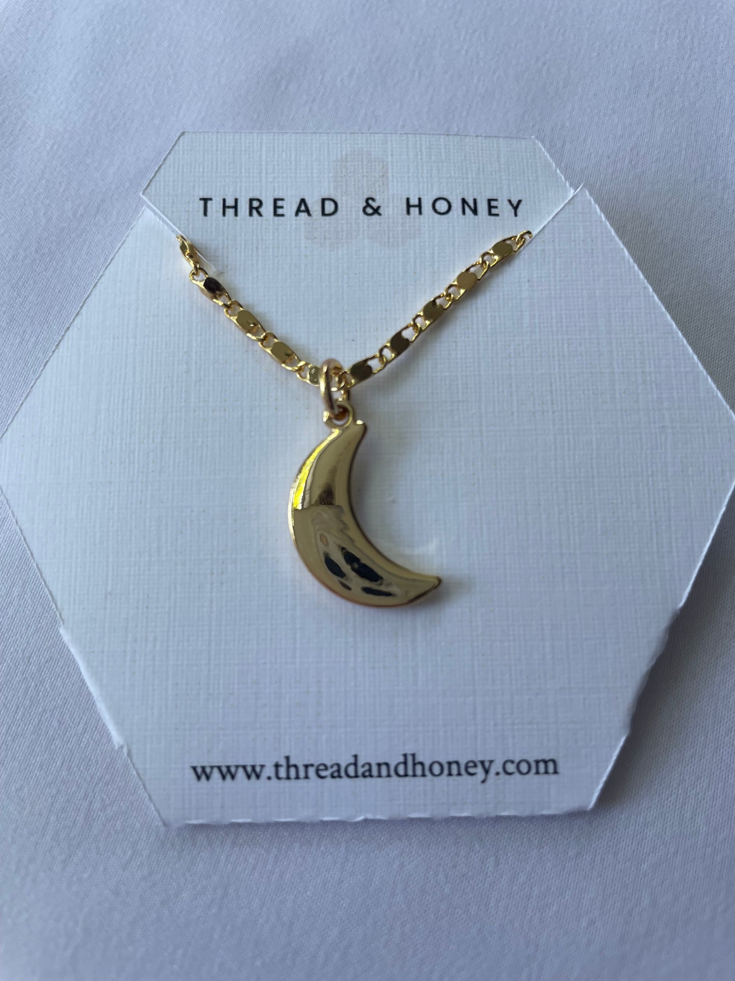 Moon Necklace w/ 17" 24K Plated Box Chain 25.79