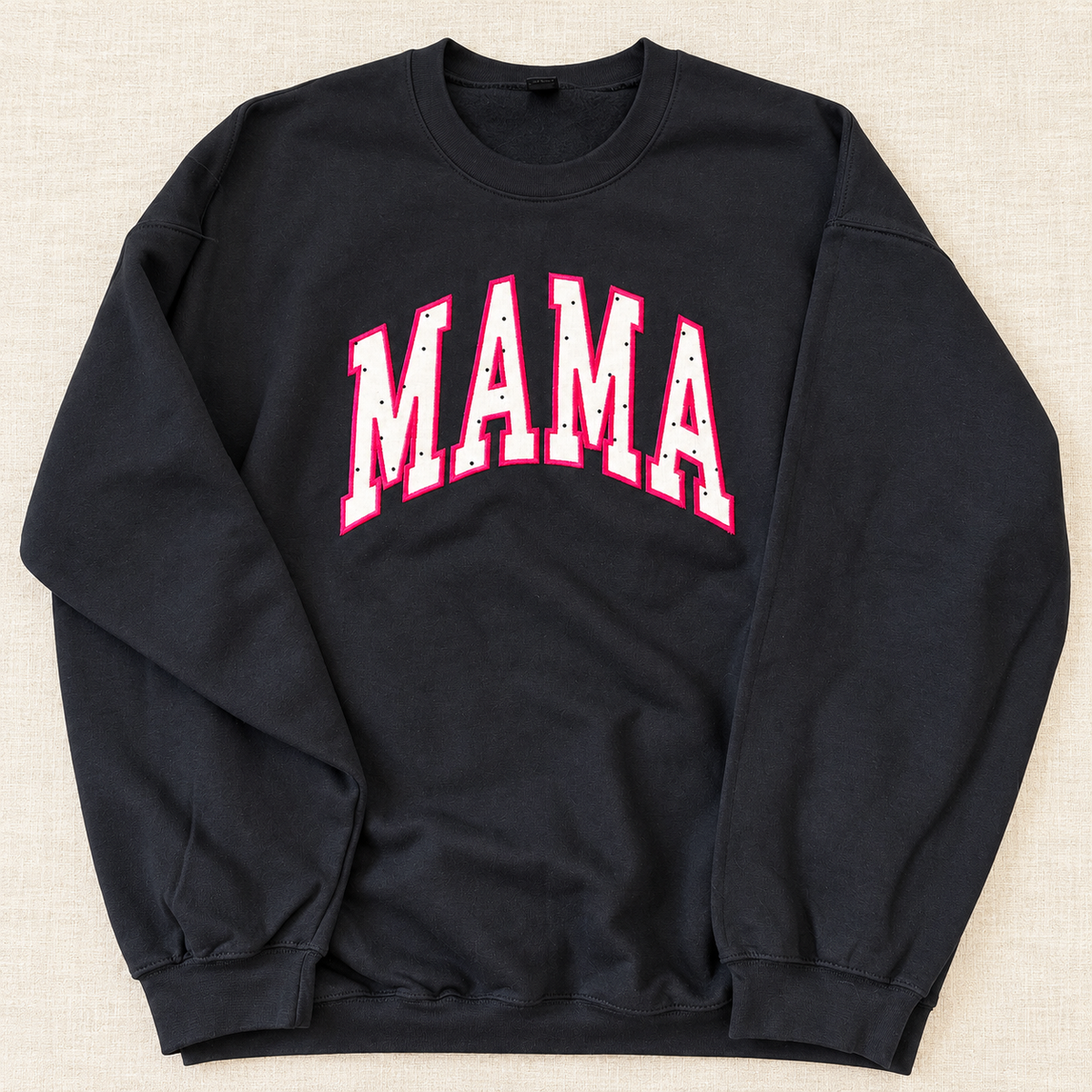 MAMA | Pink Polka Dot Appliqué Crewneck