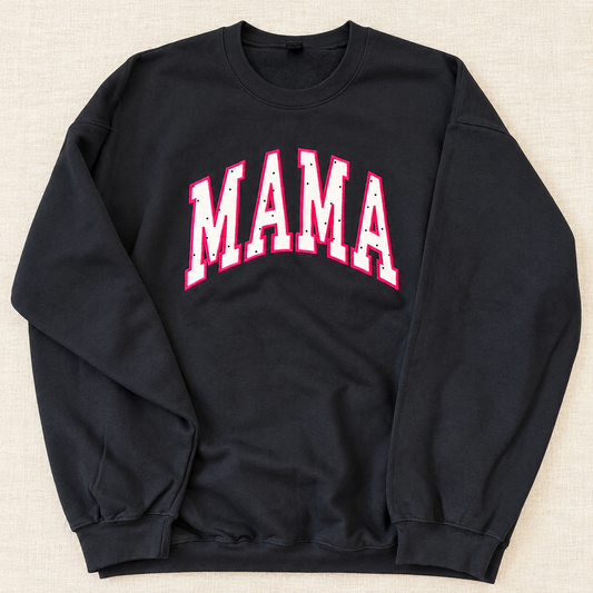 MAMA | Pink Polka Dot Appliqué Crewneck