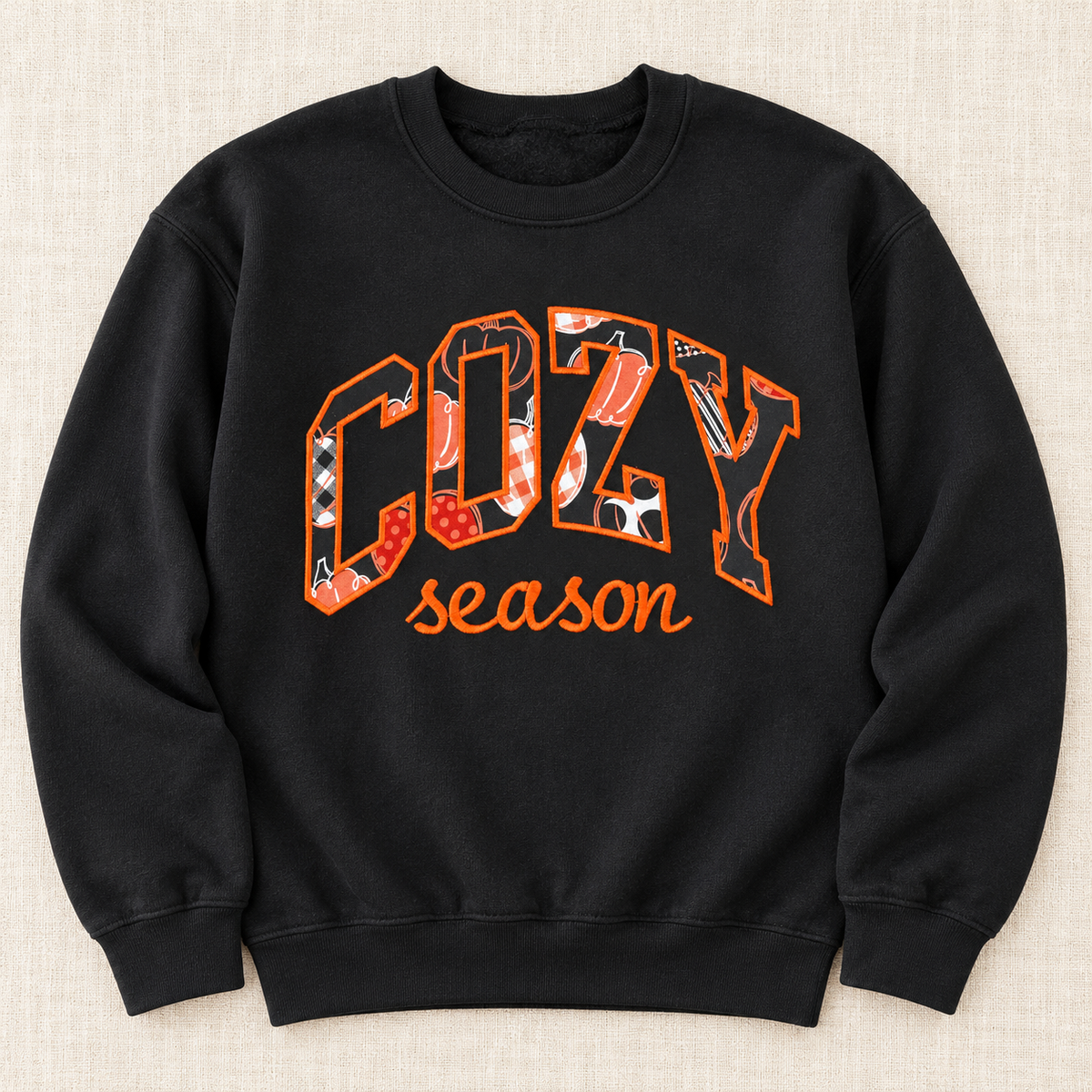 COZY Season | Pumpkin Appliqué Crewneck