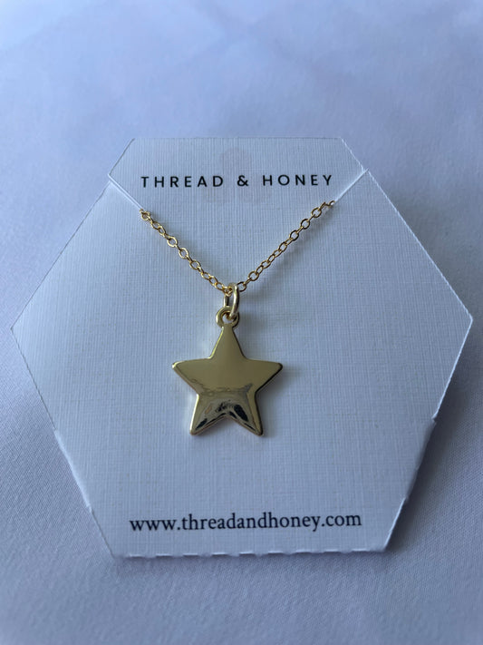 Star Necklace w/ 18" 16K Plated Dainty Chain
